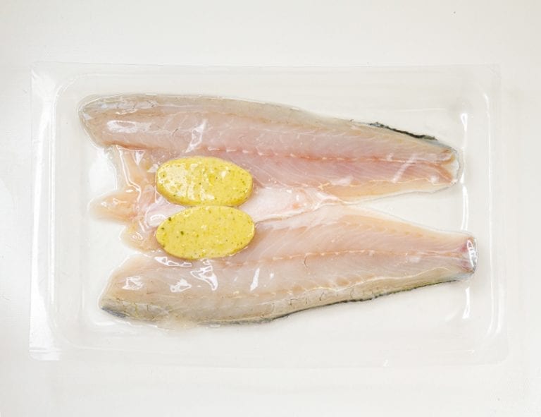 Farmed Sea Bass fillets with ginger and lime butter x 2, 200g W